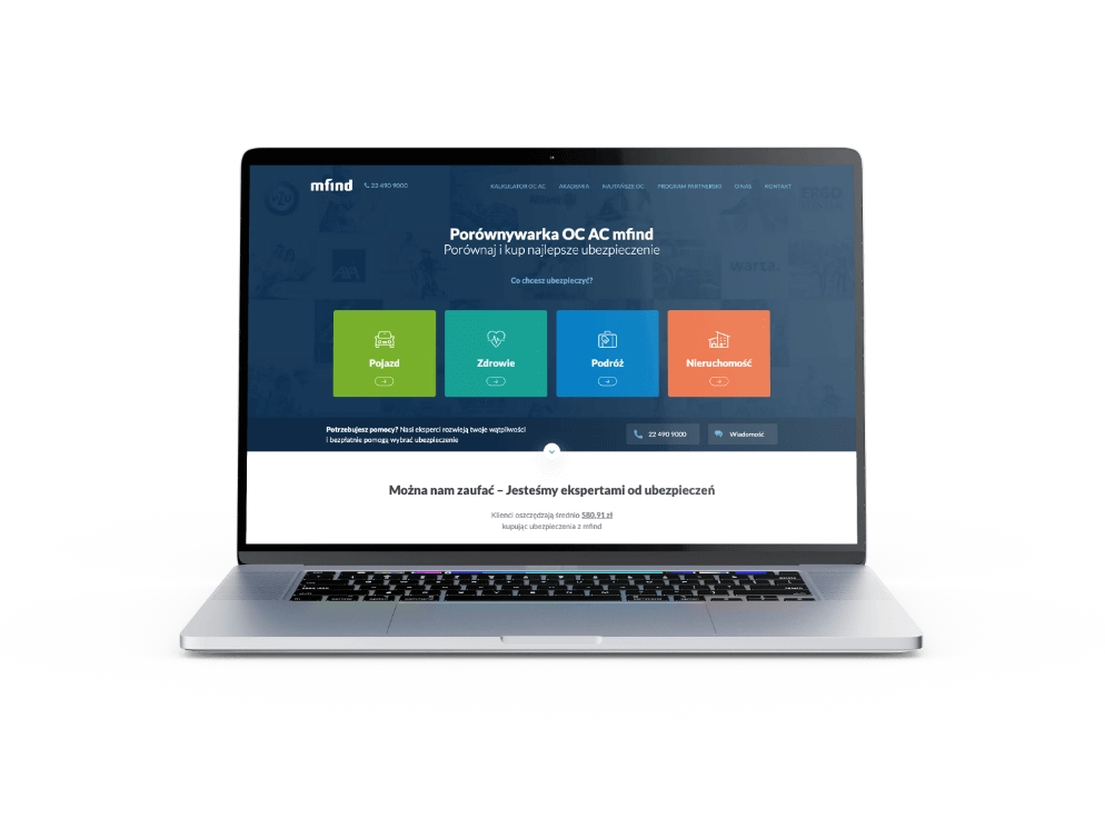 mfind company website on laptop